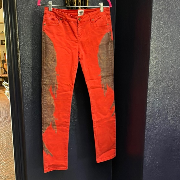 Haute Hippie Orange Jeans With Wings Size 27 - Picture 1 of 5